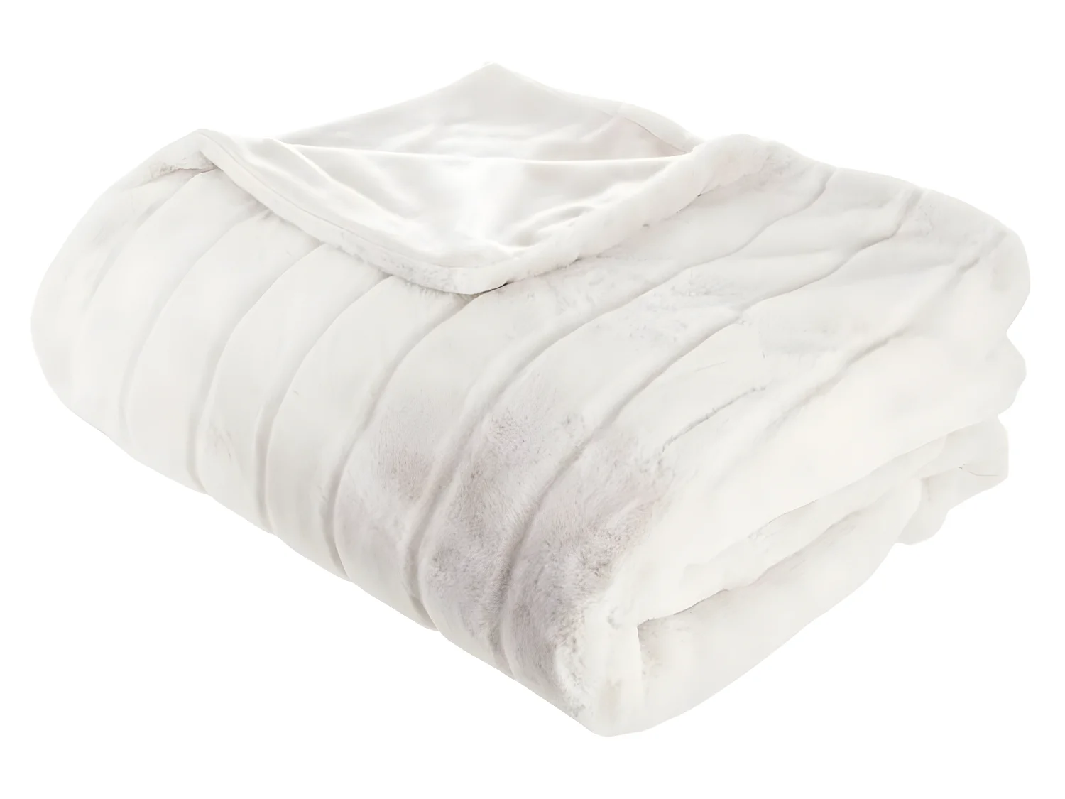 Plaid, couverture en polyester coloris blanc - L. 230 x P. 180 x H. 2 cm