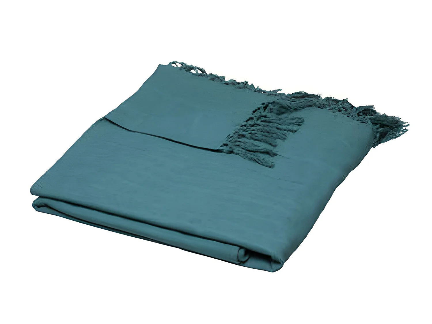 Couvre-lit, Jeté de lit en coton coloris bleu canard - longueur 250 x profondeur 230 x hauteur 0,1 cm