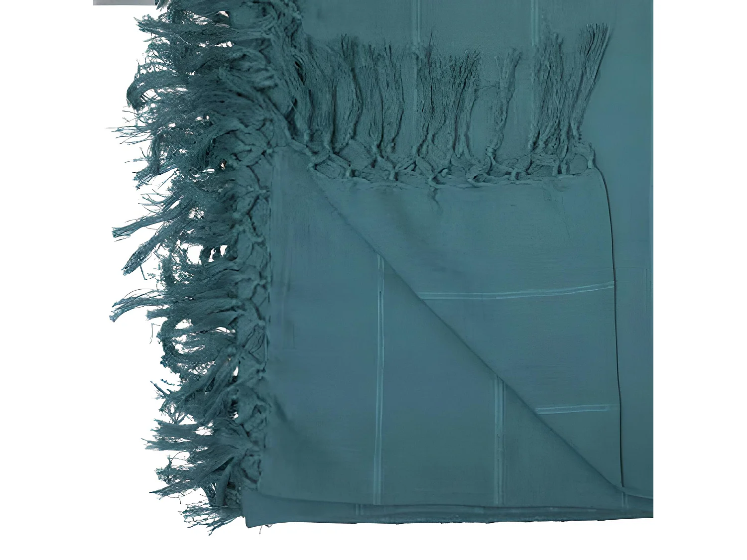 Couvre-lit, Jeté de lit en coton coloris bleu canard - longueur 250 x profondeur 230 x hauteur 0,1 cm