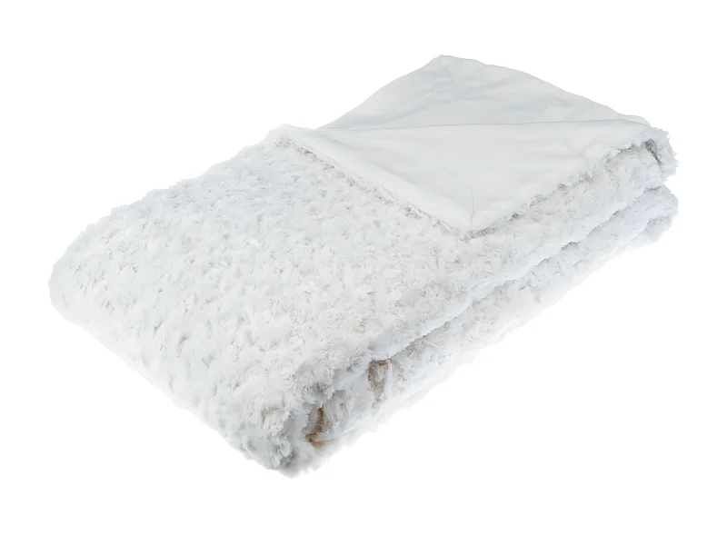 Plaid, couverture en polyester coloris Blanc -  L. 230 x P. 180 x H.  2 cm