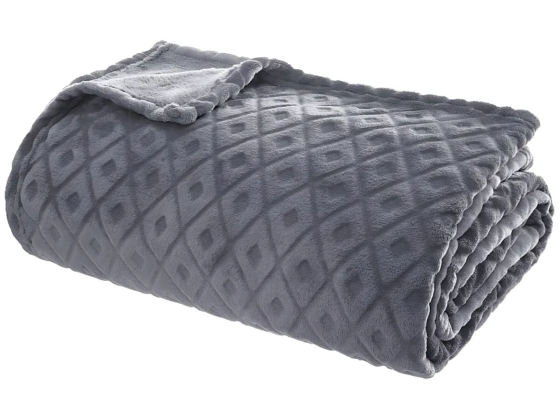 Plaid 3D Losanges Gris Foncé en flanelle - 180 x 230 cm