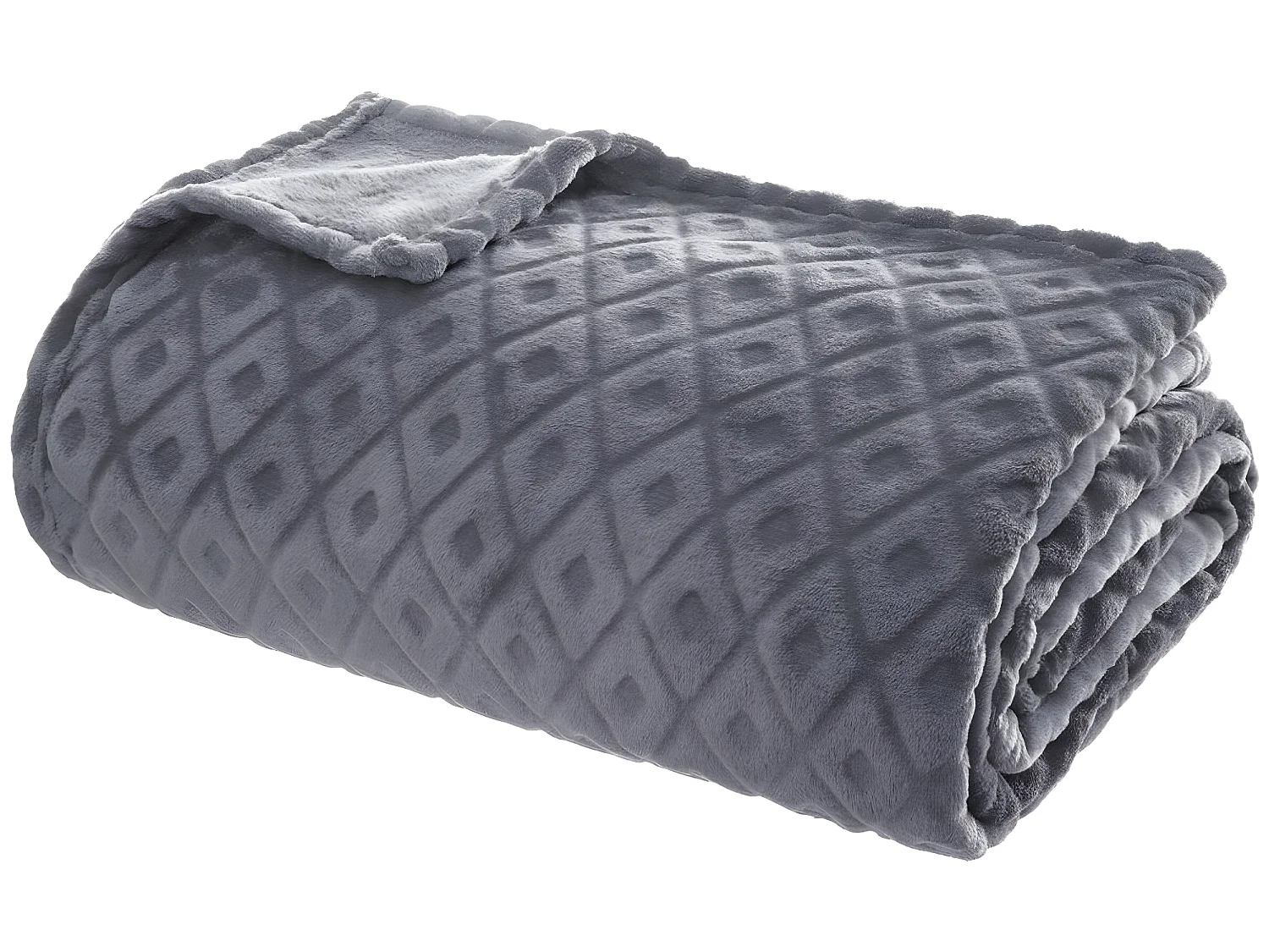 Plaid 3D Losanges Gris Foncé en flanelle - 180 x 230 cm