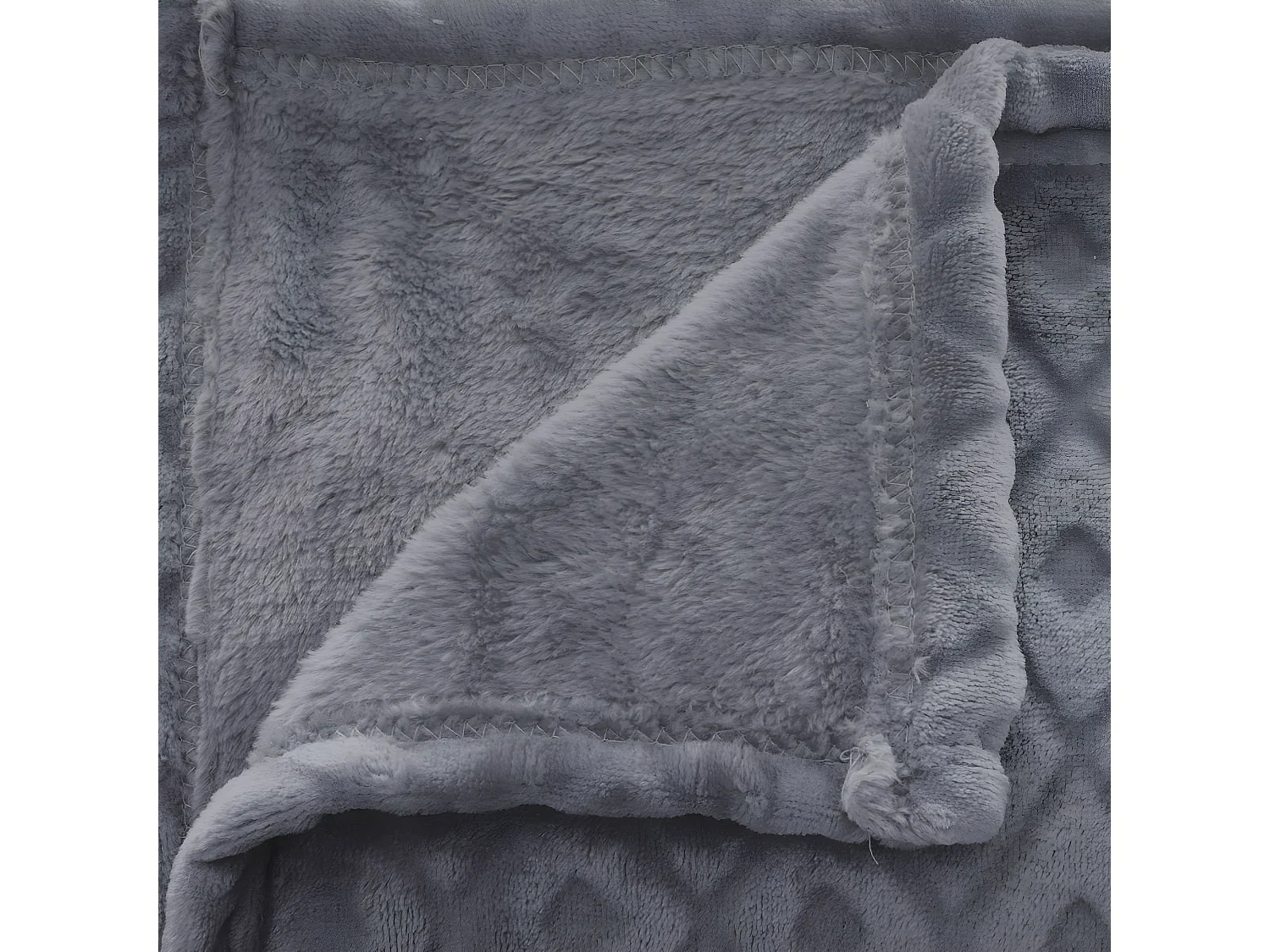 Plaid 3D Losanges Gris Foncé en flanelle - 180 x 230 cm