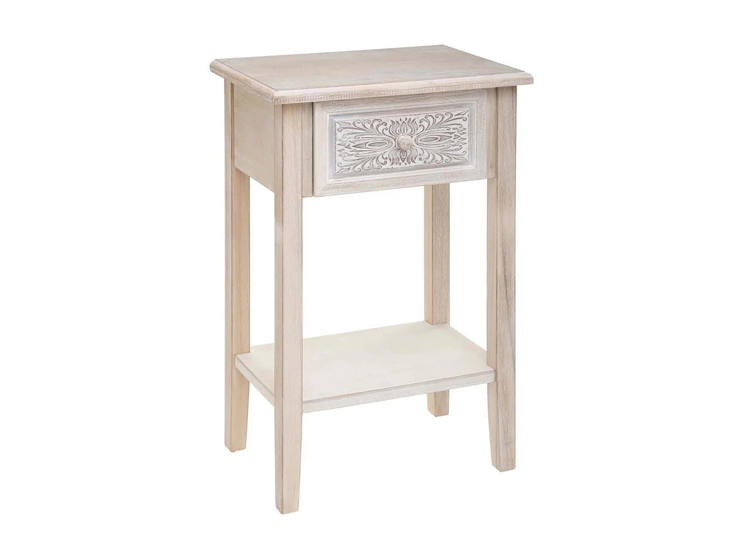 Table de chevet / Table de nuit coloris blanc - Longueur 45 x Profondeur 30 x Hauteur 67,5 cm