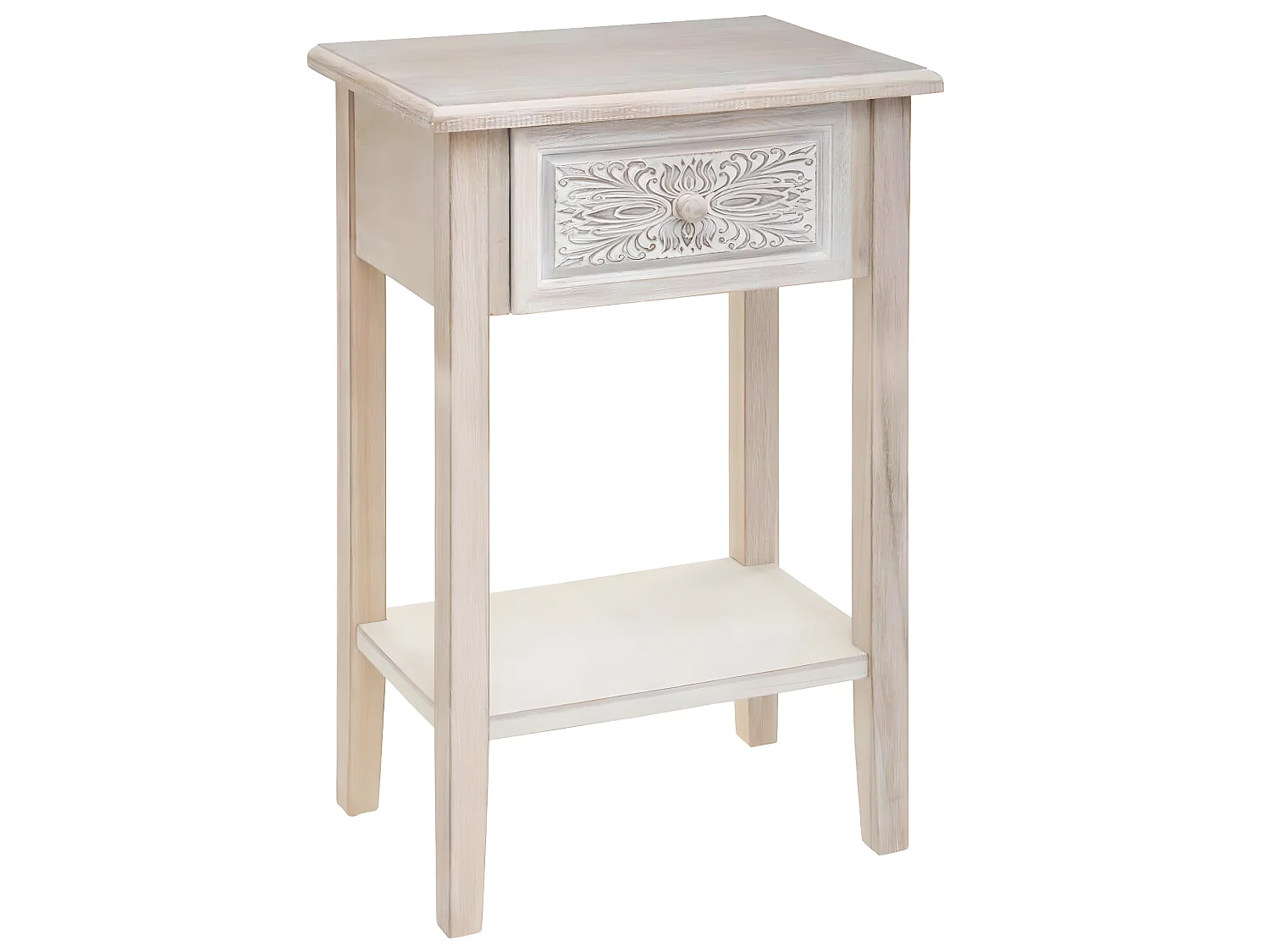 Table de chevet / Table de nuit coloris blanc - Longueur 45 x Profondeur 30 x Hauteur 67,5 cm