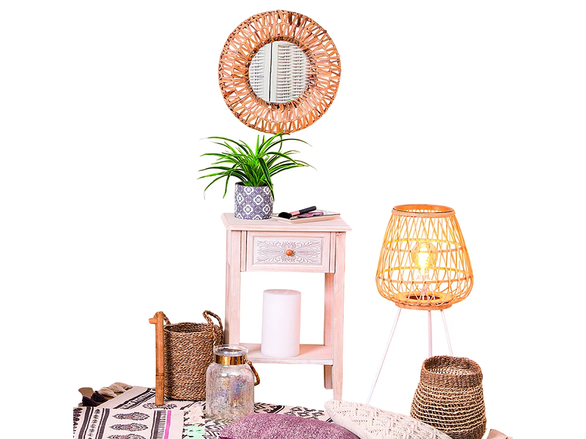Table de chevet / Table de nuit coloris blanc - Longueur 45 x Profondeur 30 x Hauteur 67,5 cm