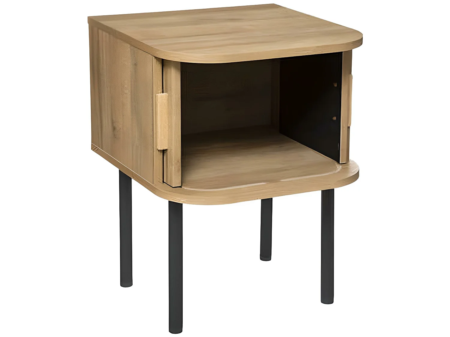 Table de chevet en bois coloris beige - longueur 40 x profondeur 40 x hauteur 53 cm