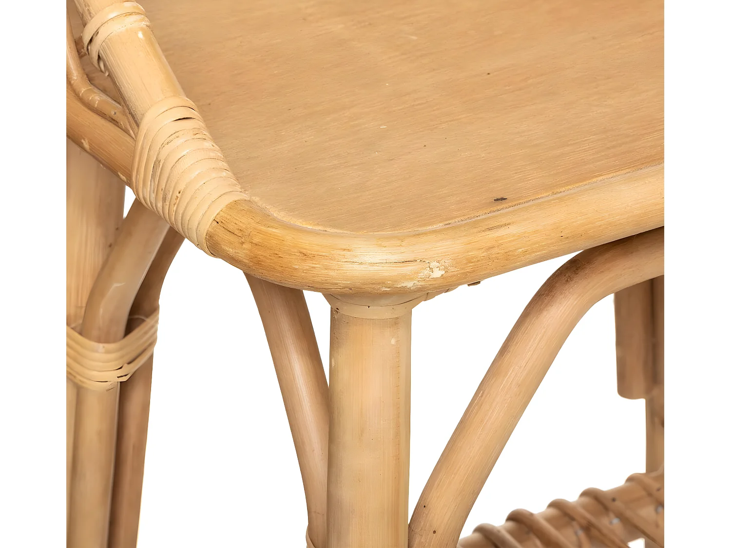 Table de chevet / Table de nuit enfant en rotin - Longueur 37 x Profondeur 30 x Hauteur 56 cm