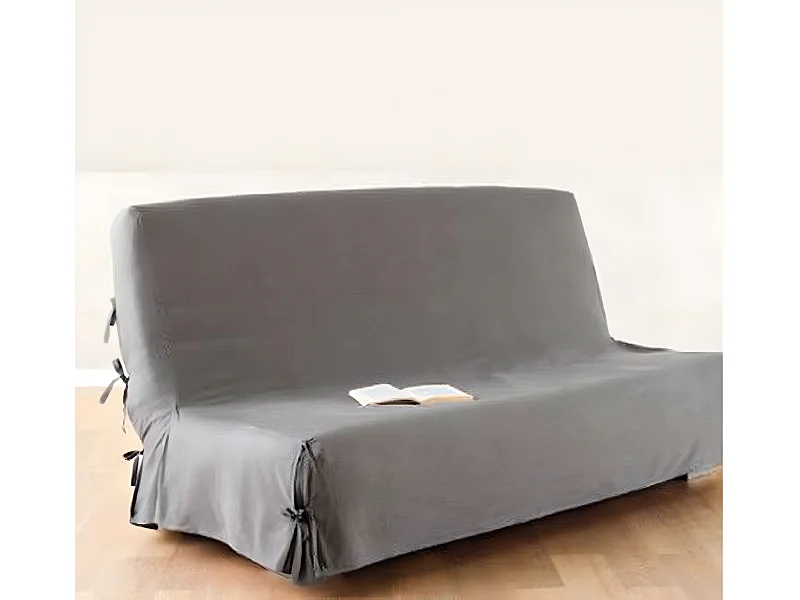 Housse de clic clac coloris gris clair 100% coton - Dim : 140 X 200 cm