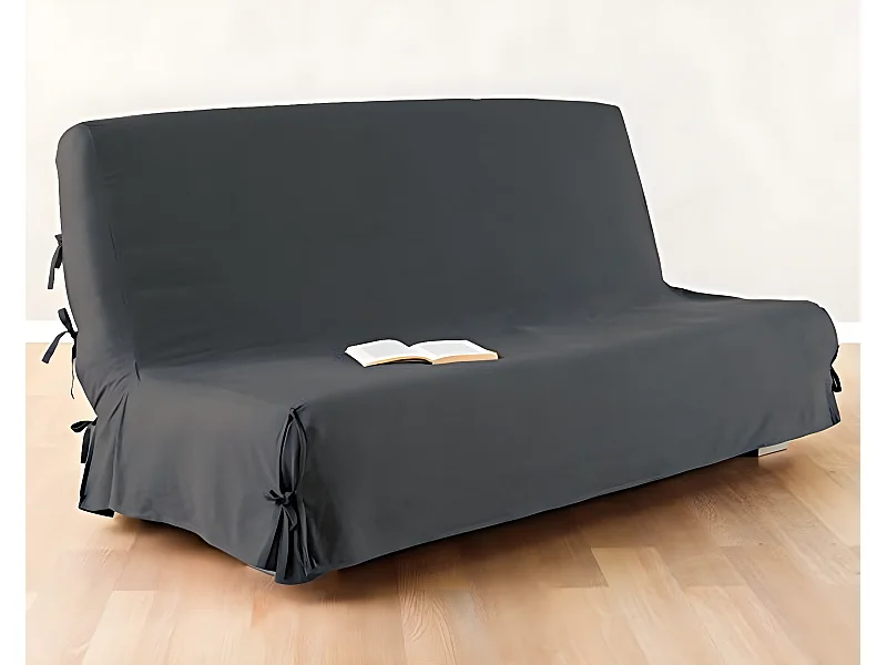 Housse de clic clac coloris Gris foncé 100% coton - Dim : 140 X 200 cm