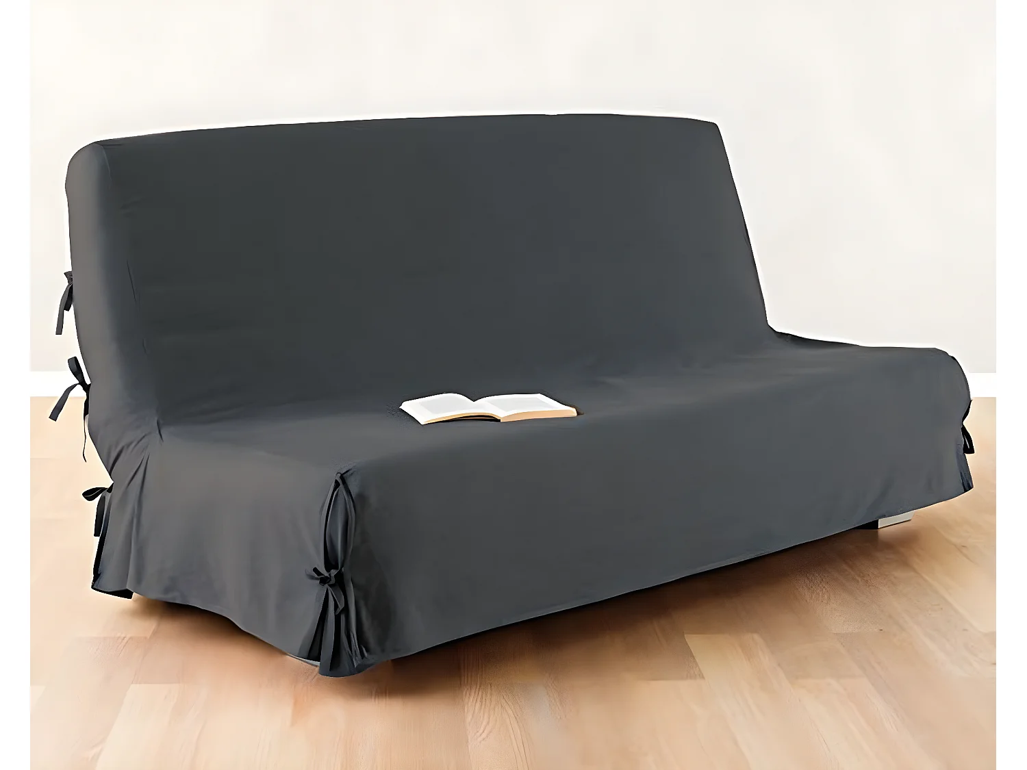 Housse de clic clac coloris Gris foncé 100% coton - Dim : 140 X 200 cm