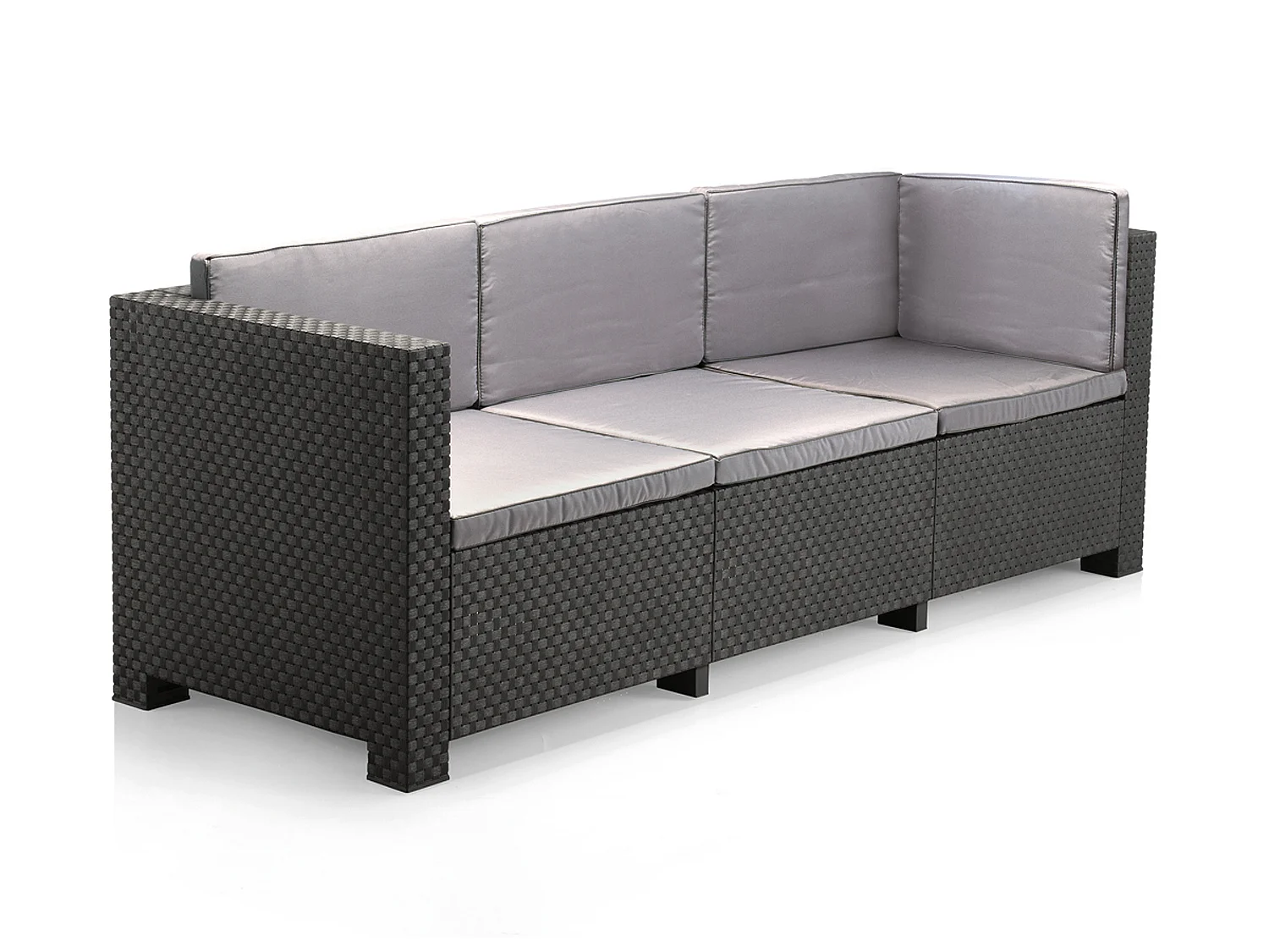 Salon de Jardin de 5 places en résine tressée coloris anthracite( 2 canapés + table basse)