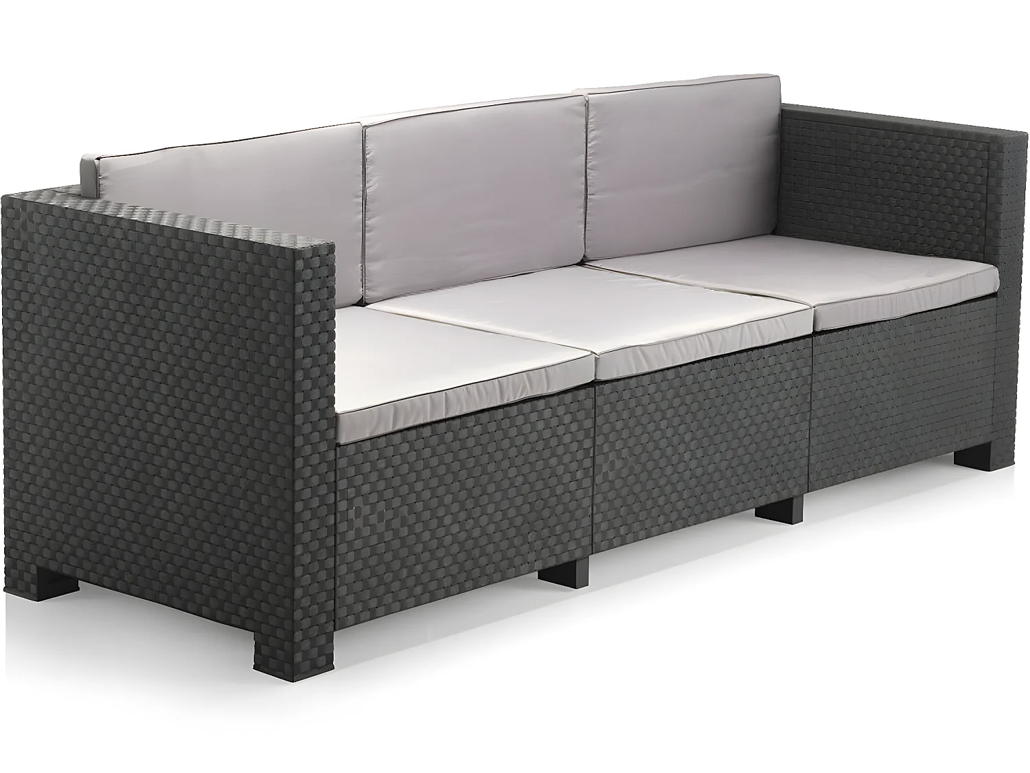 Salon de Jardin 5 Places en résine anthracite (1 table basse + 1 canapé 3 places + 2 fauteuils)