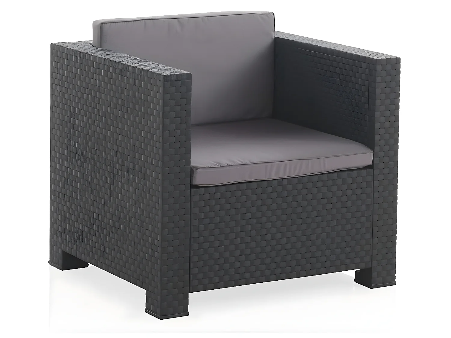 Salon de Jardin 5 Places en résine anthracite (1 table basse + 1 canapé 3 places + 2 fauteuils)