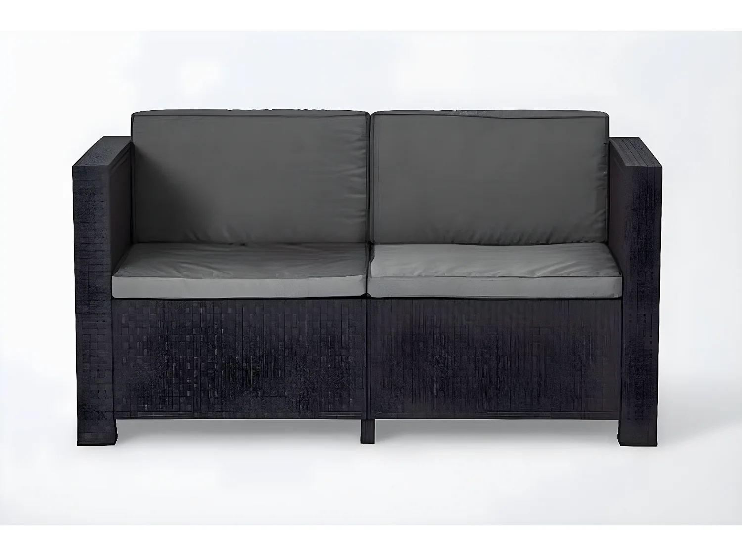 Salon de Jardin 4 Places en résine coloris Anthracite (1 canapé 2 places + 2 fauteuils + 1 table basse)