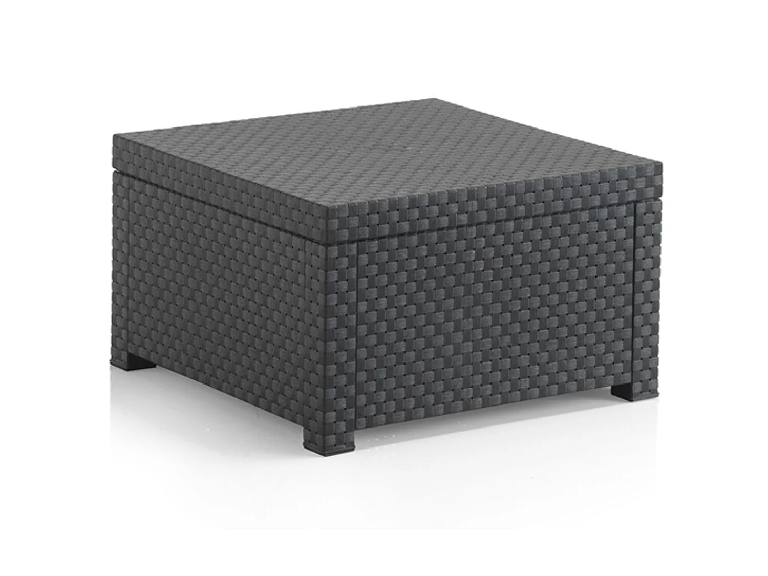 Salon de Jardin de 4 places en résine tressée anthracite (2 fauteuils + 2 poufs + table basse)