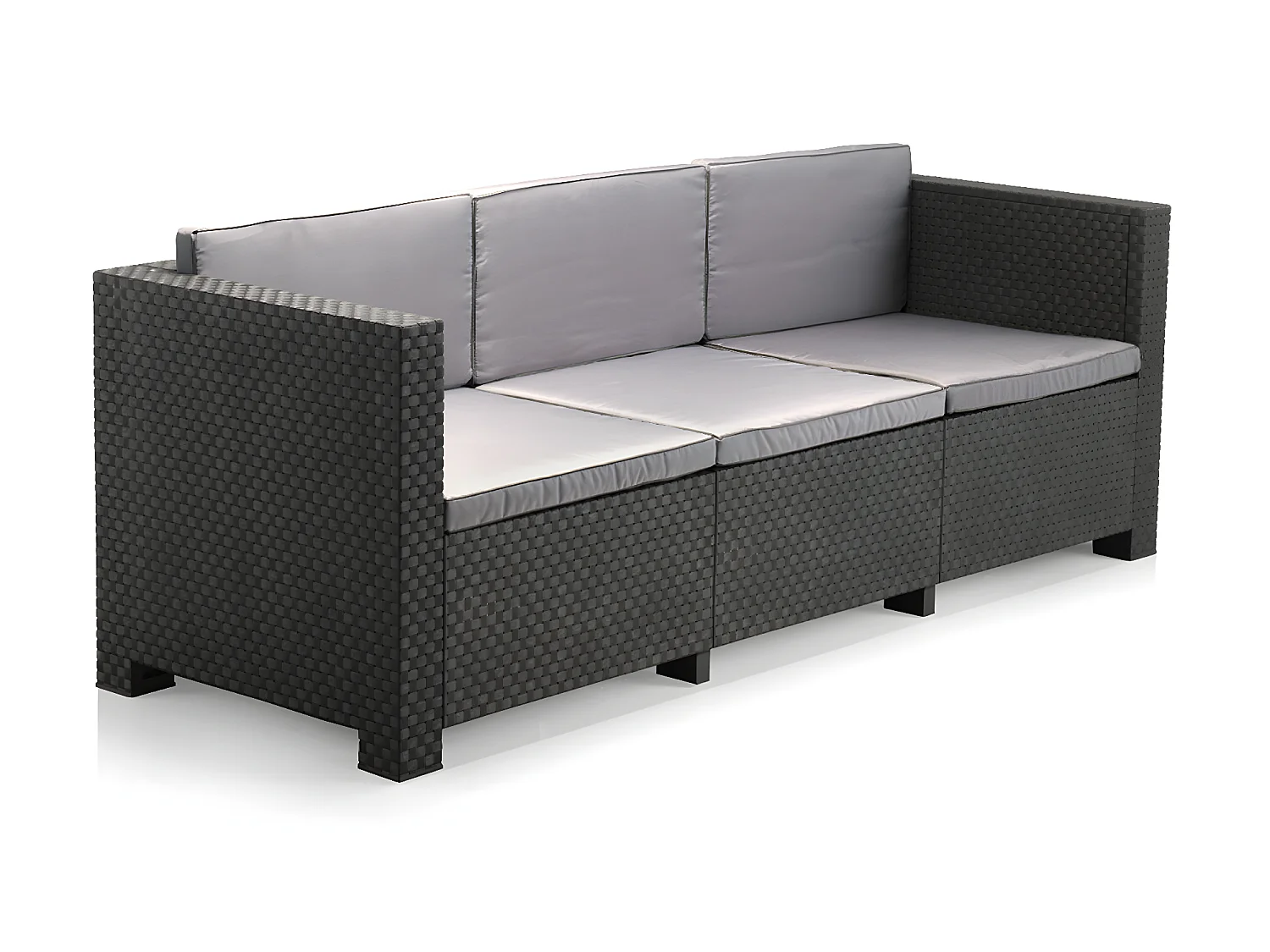 Salon de jardin extérieur de 5 places en résine tressée (1 Fauteuil + 1 canapé d’angle + 1 table basse)