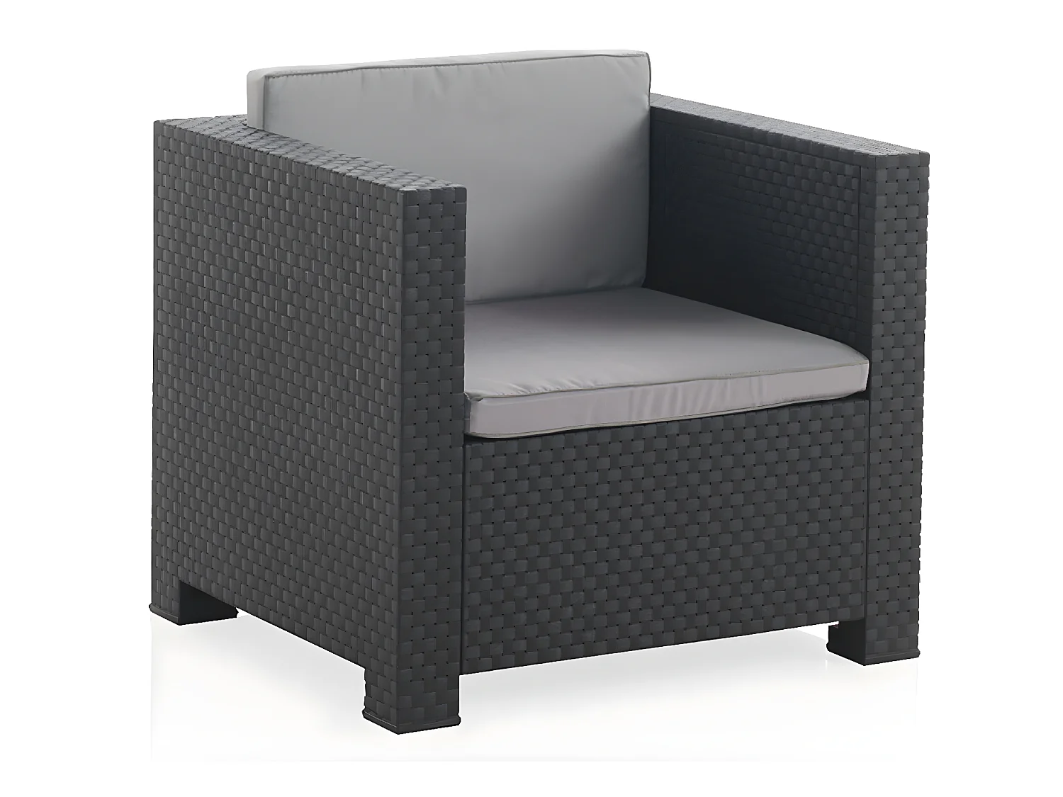 Salon de jardin extérieur de 5 places en résine tressée (1 Fauteuil + 1 canapé d’angle + 1 table basse)