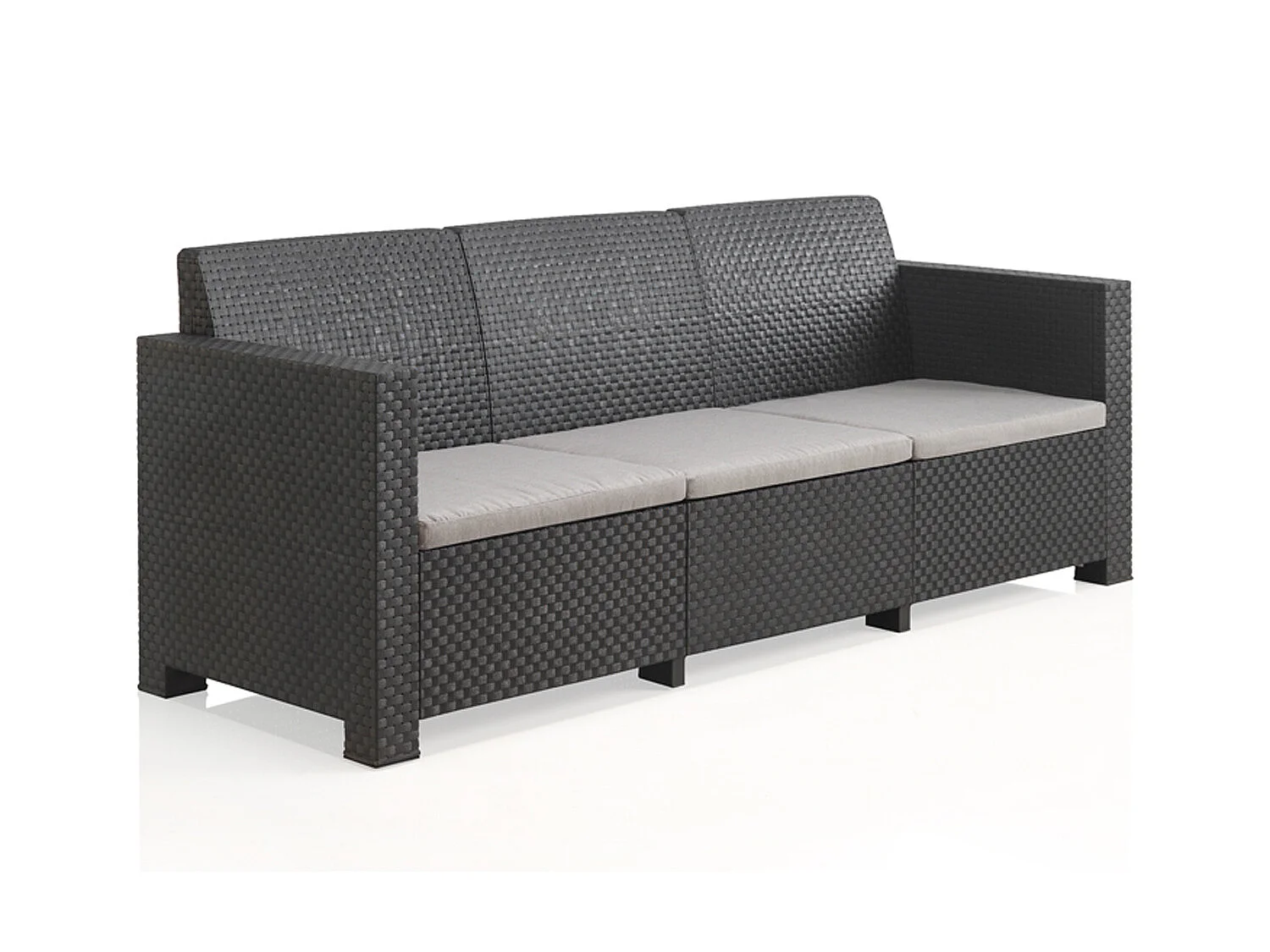 Salon de jardin extérieur 5 places en résine tressée (1 table basse + 1 canapé 3 places + 2 fauteuils)