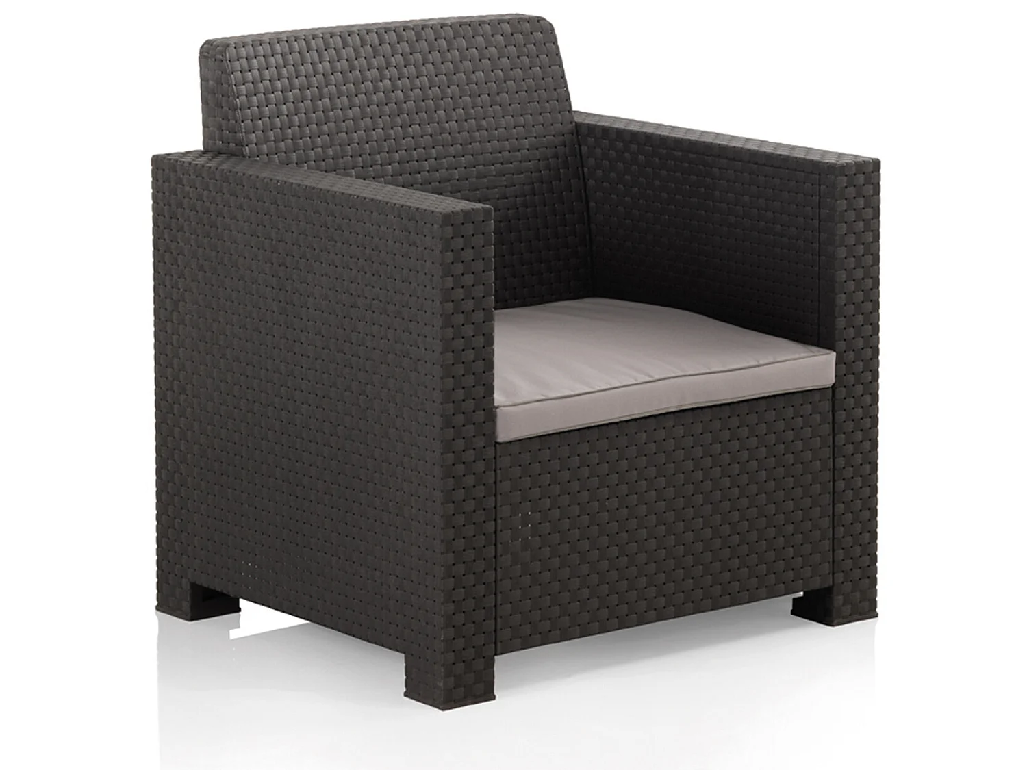 Salon de jardin extérieur 5 places en résine tressée (1 table basse + 1 canapé 3 places + 2 fauteuils)