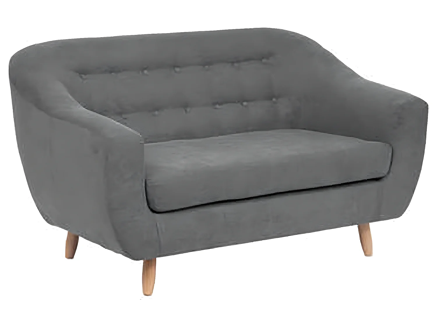 Canapé 2 places en bois de pin et panneau de particules coloris gris - Longueur 150 x Profondeur 82 x Hauteur 87 cm