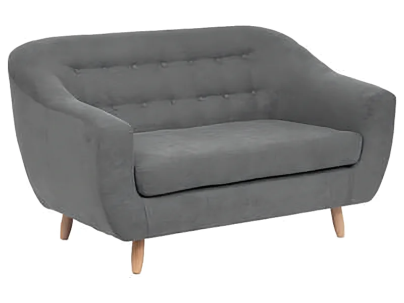 Canapé 2 places en bois de pin et panneau de particules coloris gris - Longueur 150 x Profondeur 82 x Hauteur 87 cm