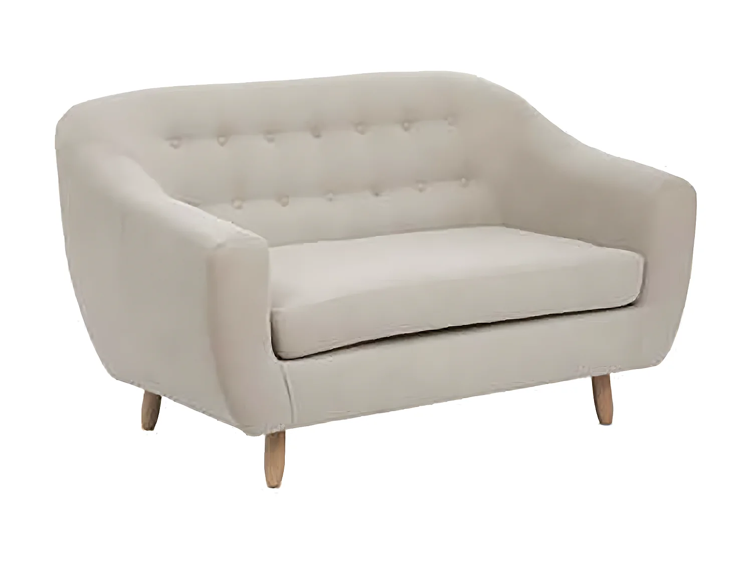Canapé 2 places en bois de pin et panneau de particules coloris Beige lin - Longueur 150 x Profondeur 82 x Hauteur 87 cm