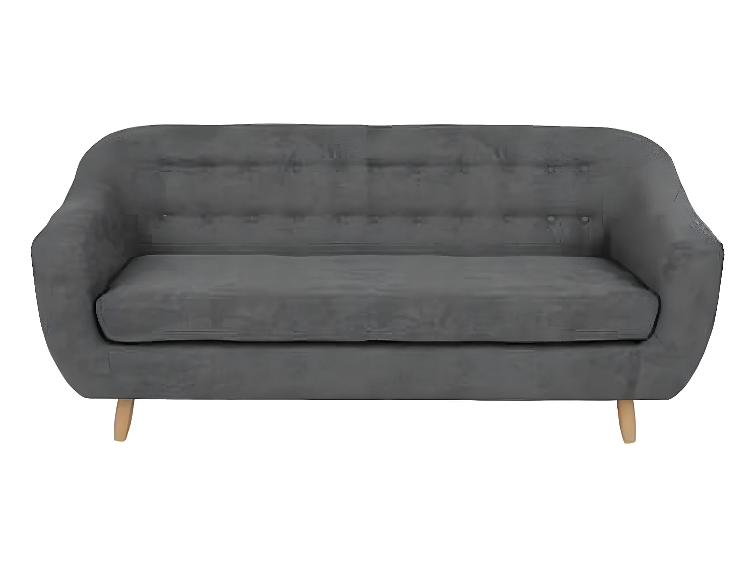 Canapé 3 places en bois de pin et panneau de particules coloris gris - Longueur 184 x Profondeur 82 x Hauteur 87 cm