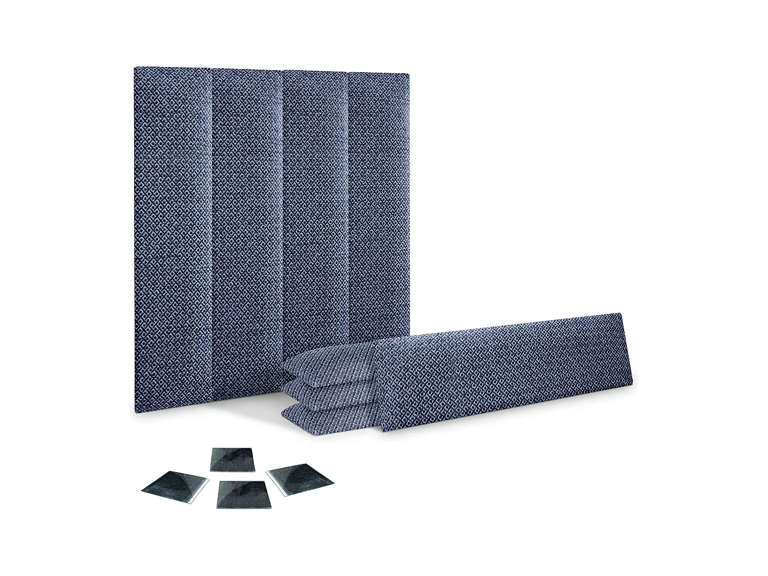 DHOME Juego de 8 Paneles Tapizados de Tela de Lujo Pack Autoadhesivos para Pared Acústicos Absorbentes Protección (Silver Marine, 60x30cm, x8)