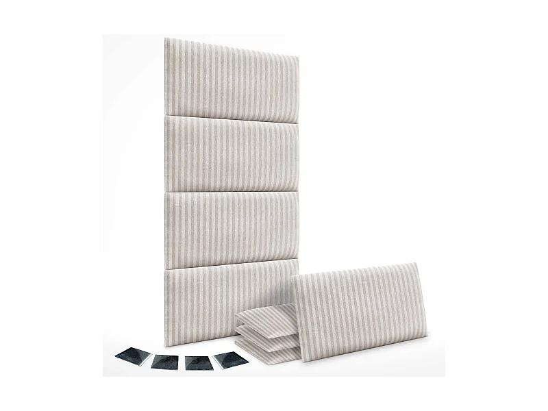 DHOME Set aus 8 luxuriös gepolsterte Paneele aus Stoff, Selbstklebende Akustik-Wandpaneele, schallabsorbierend, schützend (Cream, 50x50cm, x8)