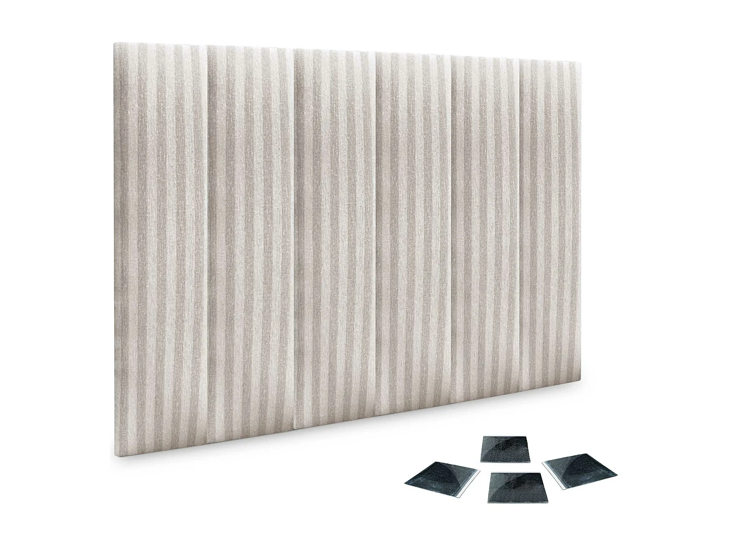 DHOME Ensemble de 6 Panneaux Tapissés en Tissu de Luxe Pack Autoadhésif pour Mur Acoustique Absorbant et Protecteur (Cream, 60x20cm, x6)