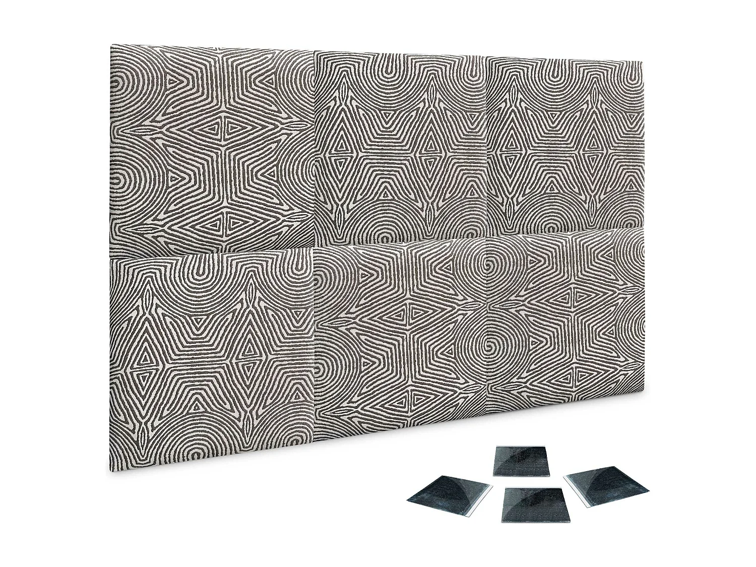 DHOME Ensemble de 6 Panneaux Tapissés en Tissu de Luxe Pack Autoadhésif pour Mur Acoustique Absorbant et Protecteur (Tribal, 50x30cm, x6)