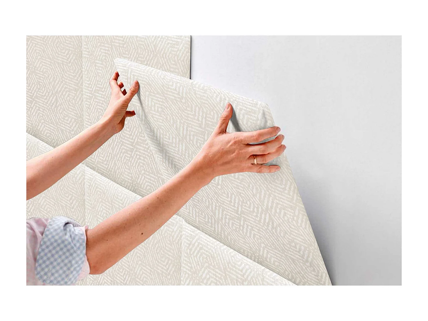 DHOME Gestoffeerd hoofdbord bestaande uit verwisselbare zelfklevende panelen Luxury Edition Serie Luxe bed Slaapkamer (Ethnic White, 200cm)