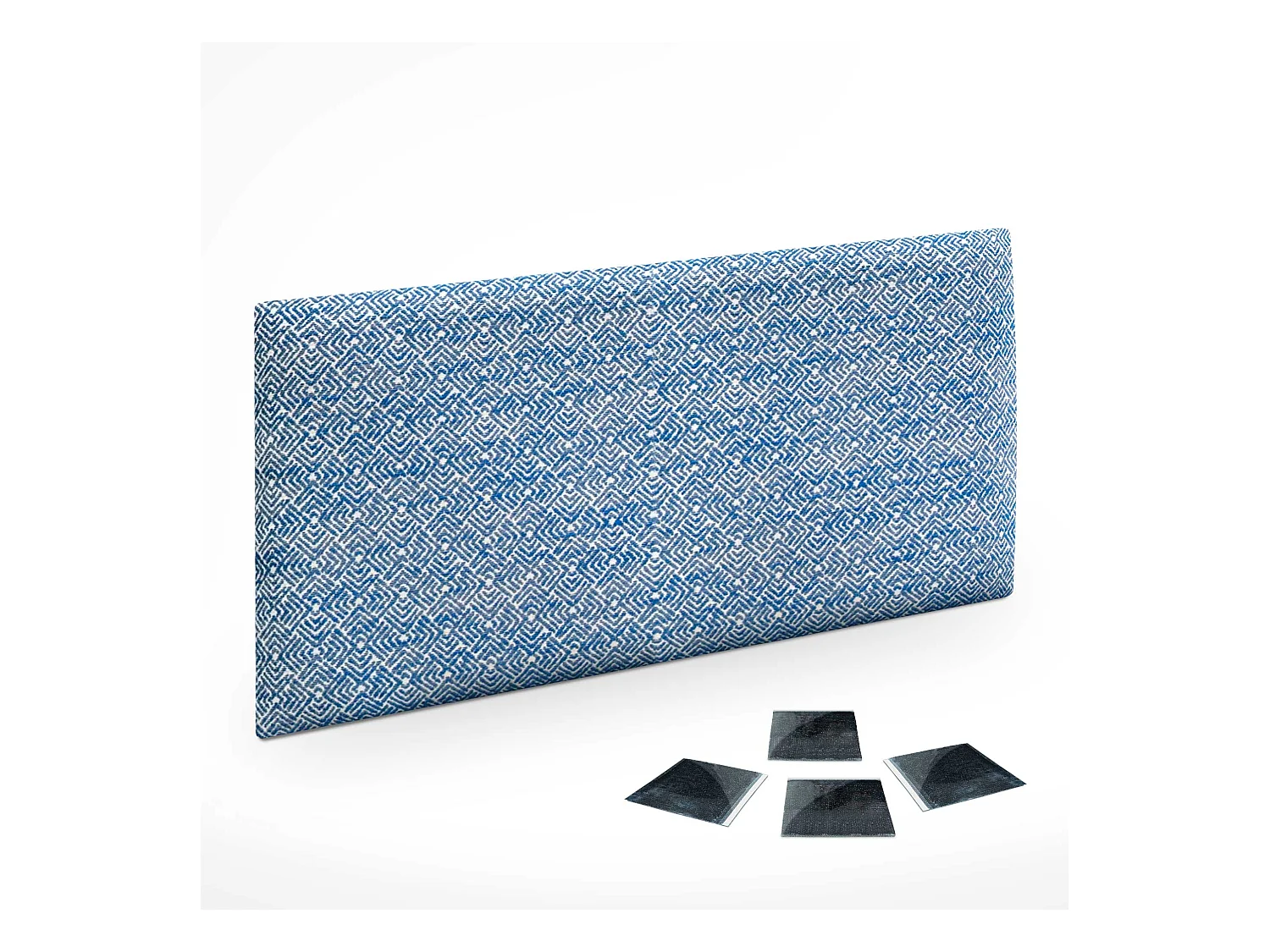 DHOME Ensemble de 1 Panneaux Tapissés en Tissu de Luxe Pack Autoadhésif pour Mur Acoustique Absorbant et Protecteur (Ethnic Blue, 60x60cm, x1)
