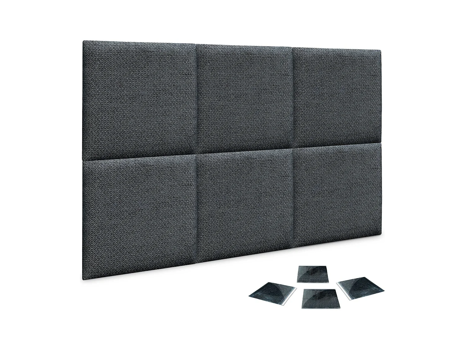 DHOME Juego de 6 Paneles Tapizados de Tela de Lujo Pack Autoadhesivos para Pared Acústicos Absorbentes Protección (Silver Ebony, 50x30cm, x6)