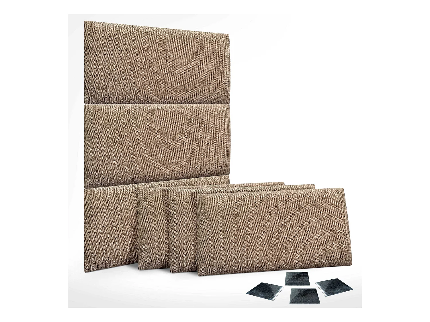 DHOME Ensemble de 6 Panneaux Tapissés en Tissu de Luxe Pack Autoadhésif pour Mur Acoustique Absorbant et Protecteur (Golden Wood, 50x50cm, x6)