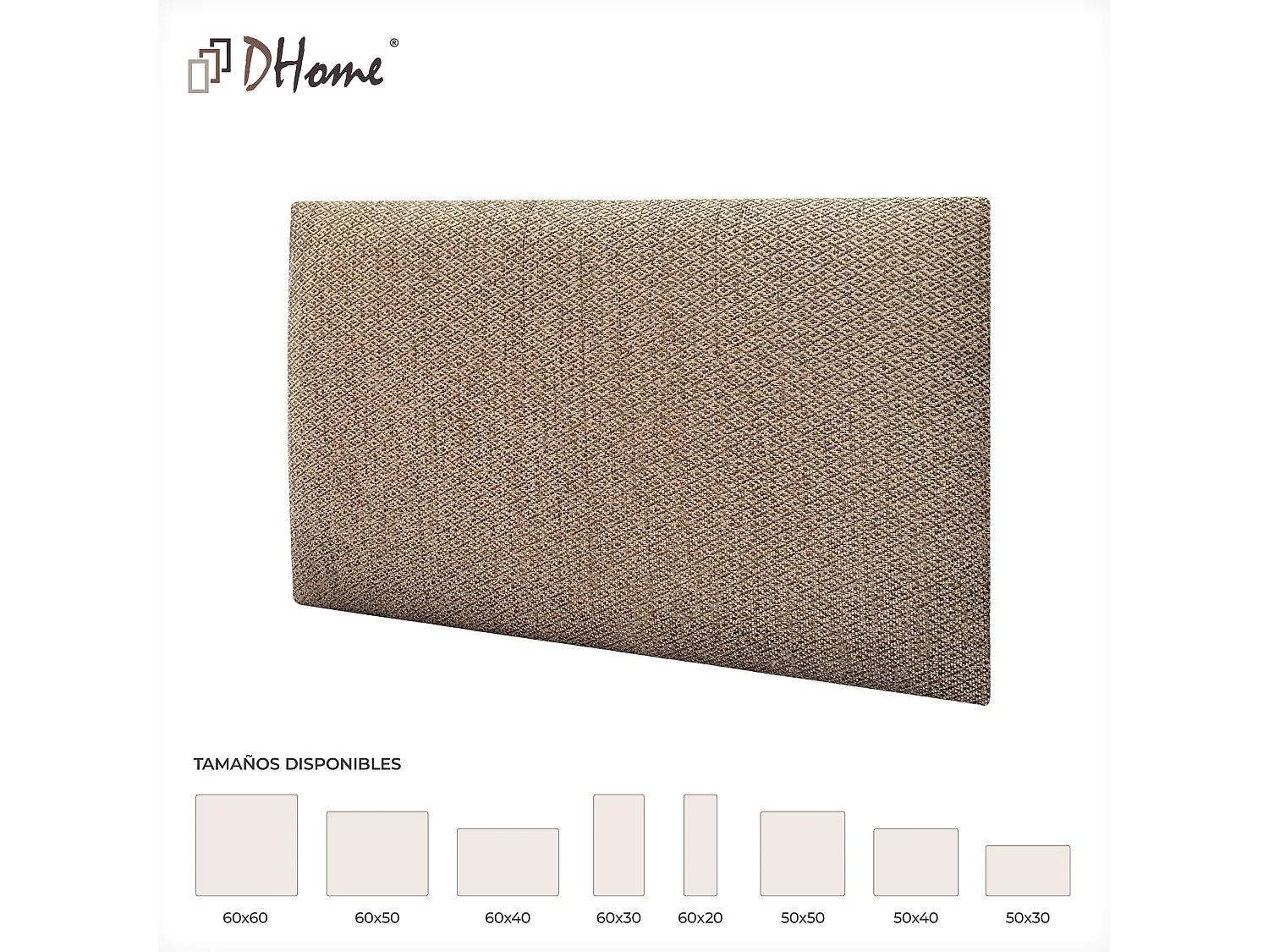 DHOME Ensemble de 6 Panneaux Tapissés en Tissu de Luxe Pack Autoadhésif pour Mur Acoustique Absorbant et Protecteur (Golden Wood, 50x50cm, x6)