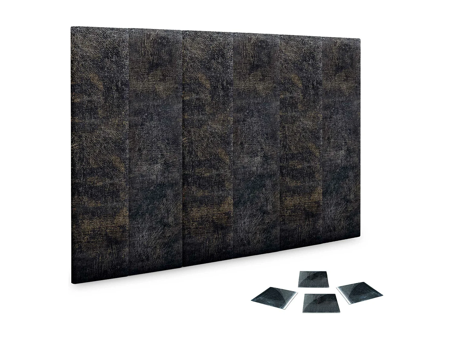 DHOME Set aus 6 luxuriös gepolsterte Paneele aus Stoff, Selbstklebende Akustik-Wandpaneele, schallabsorbierend, schützend (Luxurious Black, 60x20cm, x6)