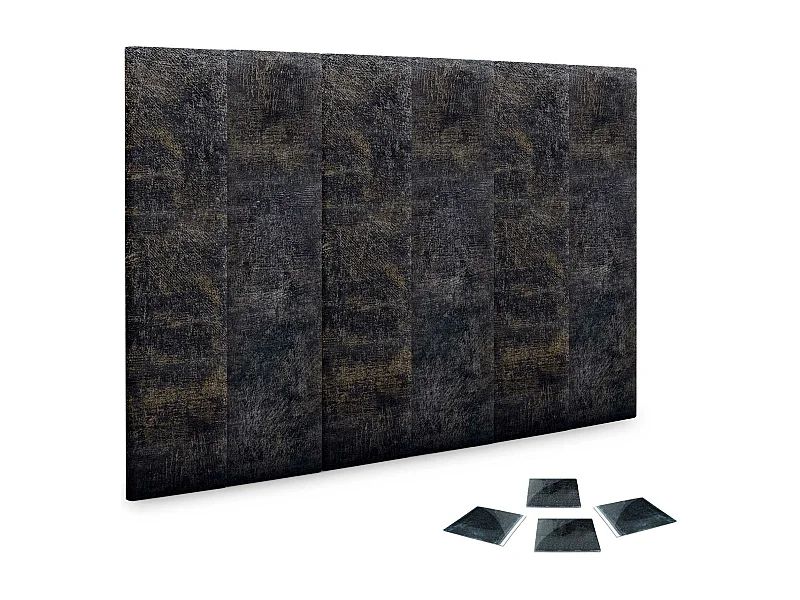 DHOME Set aus 6 luxuriös gepolsterte Paneele aus Stoff, Selbstklebende Akustik-Wandpaneele, schallabsorbierend, schützend (Luxurious Black, 60x20cm, x6)