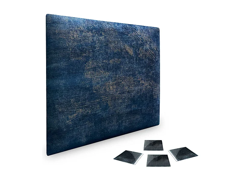 DHOME Ensemble de 1 Panneaux Tapissés en Tissu de Luxe Pack Autoadhésif pour Mur Acoustique Absorbant et Protecteur (Luxurious Blue, 60x40cm, x1)