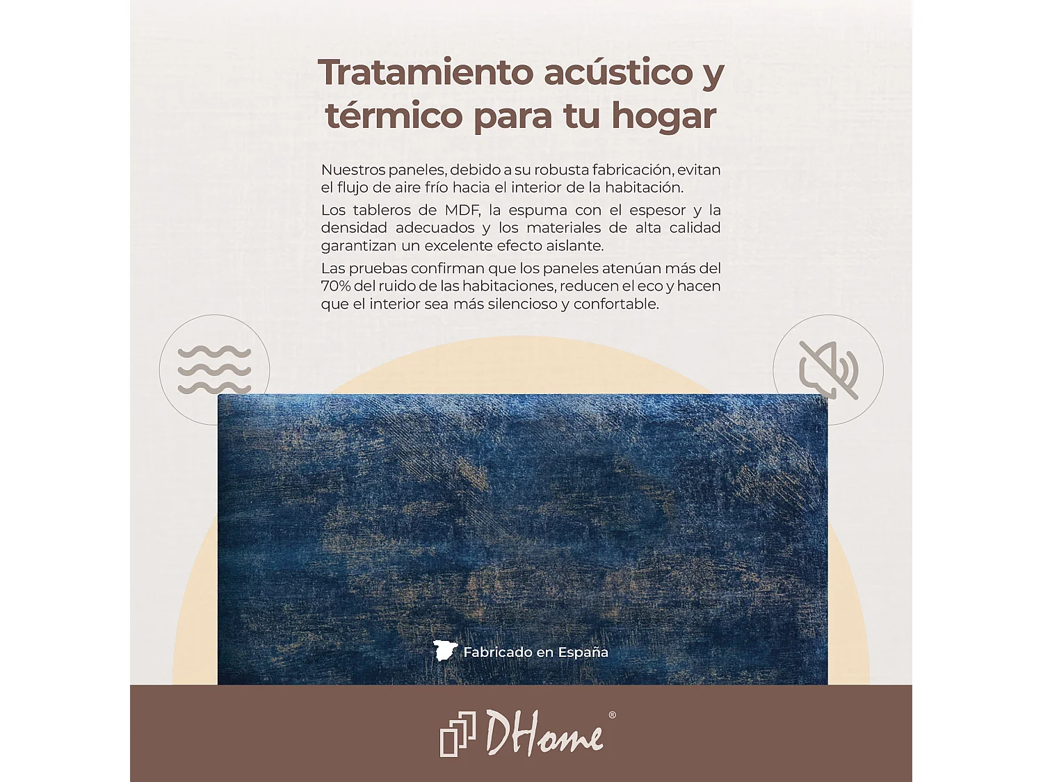 DHOME Ensemble de 1 Panneaux Tapissés en Tissu de Luxe Pack Autoadhésif pour Mur Acoustique Absorbant et Protecteur (Luxurious Blue, 60x40cm, x1)