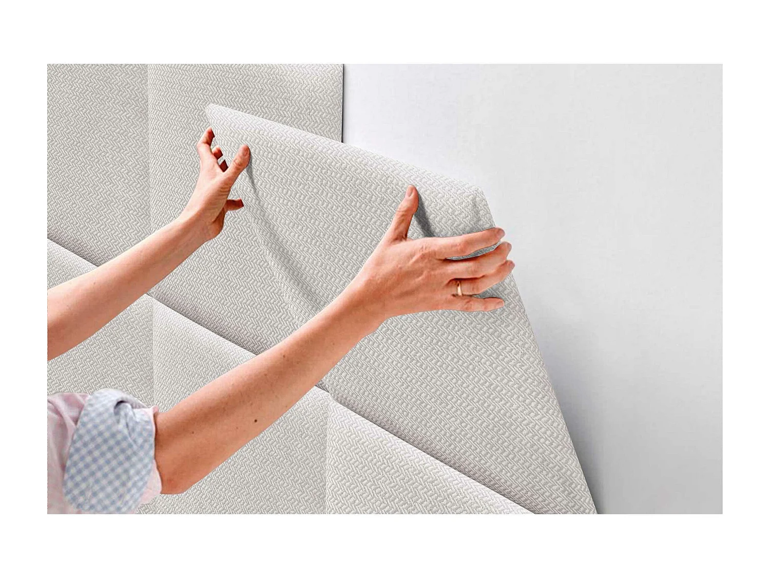 DHOME Tête de Lit Rembourrée Composée de Panneaux Autoadhésifs Interchangeables Série Luxury Edition Lit de Luxe Chambre (Épis Beige, 140cm)