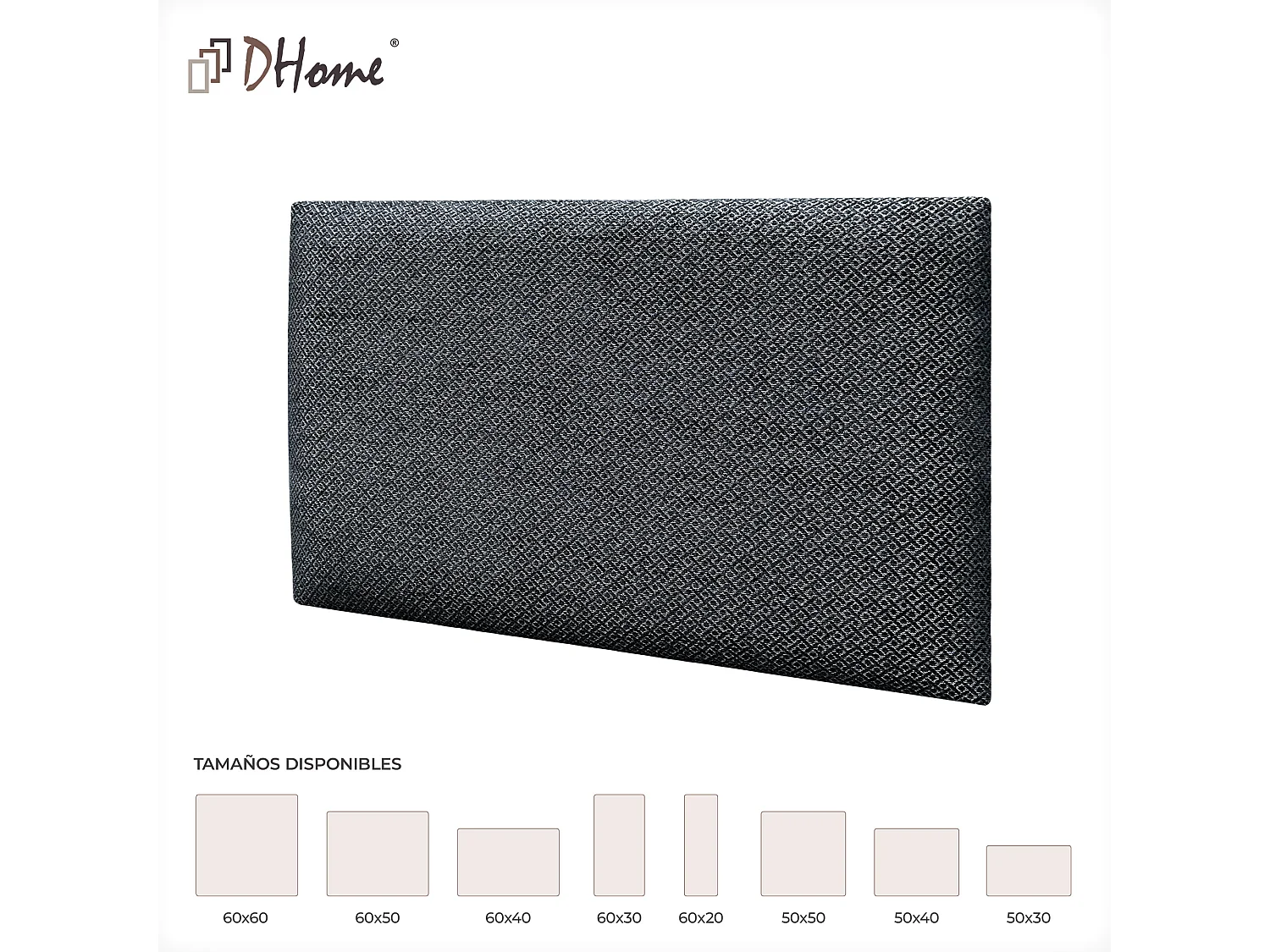 DHOME Panneaux Tapissés Exclusifs Série Luxury Edition Autoadhésifs pour Mur Acoustiques Absorbants Protection Chocs (Silver Ebony, 60x40cm)