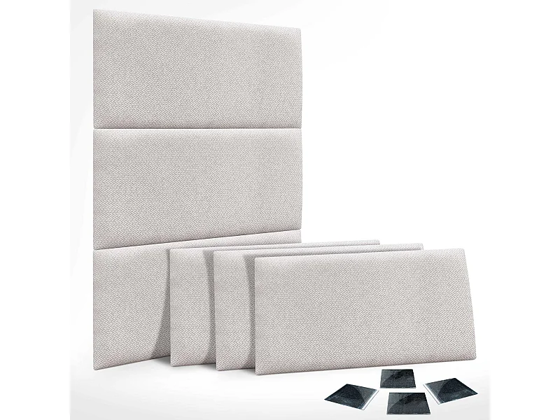 DHOME Set aus 6 luxuriös gepolsterte Paneele aus Stoff, Selbstklebende Akustik-Wandpaneele, schallabsorbierend, schützend (Ähren Beige, 60x50cm, x6)