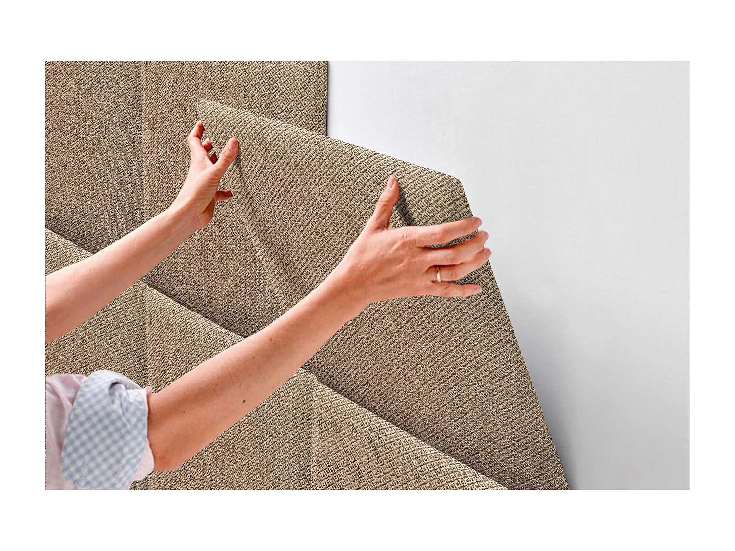 DHOME Tête de Lit Rembourrée Composée de Panneaux Autoadhésifs Interchangeables Série Luxury Edition Lit de Luxe Chambre (Golden Wood, 200cm)