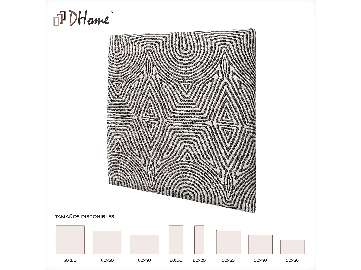 DHOME Paneles Tapizados Exclusivos Serie Luxury Edition Autoadhesivos para Pared Acústicos Absorbentes Protección Impactos (Tribal, 60x60cm)