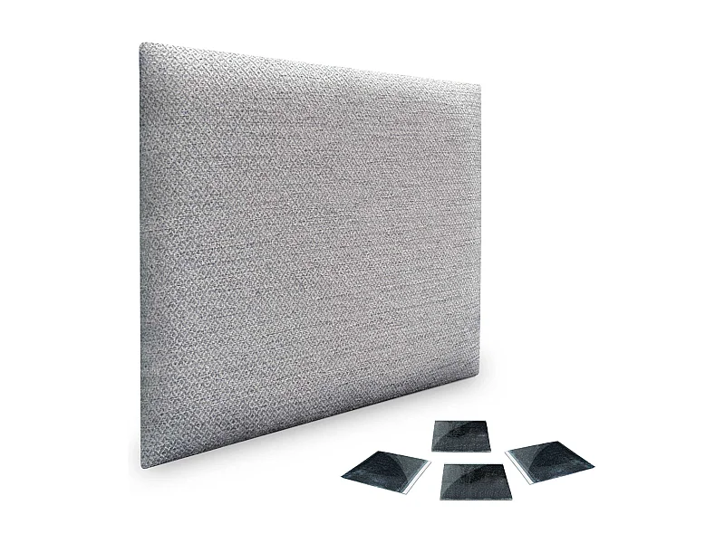 DHOME Ensemble de 1 Panneaux Tapissés en Tissu de Luxe Pack Autoadhésif pour Mur Acoustique Absorbant et Protecteur (Silver Grey, 50x30cm, x1)