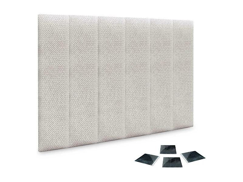 DHOME Ensemble de 6 Panneaux Tapissés en Tissu de Luxe Pack Autoadhésif pour Mur Acoustique Absorbant et Protecteur (Épis beiges, 60x20cm, x6)