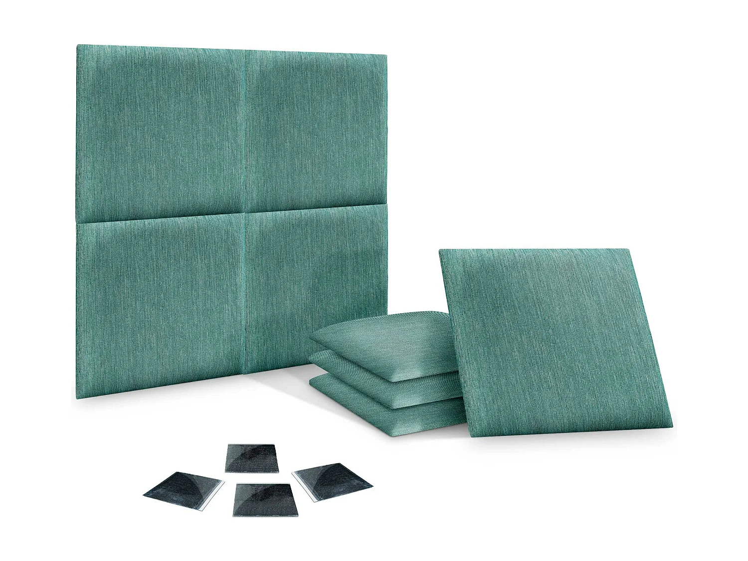 DHOME Ensemble de 8 Panneaux Tapissés en Tissu de Luxe Pack Autoadhésif pour Mur Acoustique Absorbant et Protecteur (Lineal Green, 60x40cm, x8)
