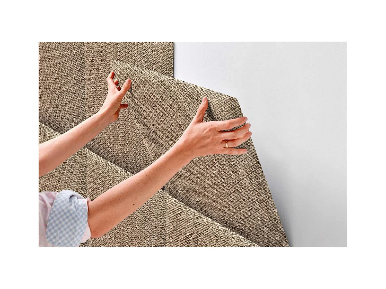 DHOME Tête de Lit Rembourrée Composée de Panneaux Autoadhésifs Interchangeables Série Luxury Edition Lit de Luxe Chambre (Golden Wood, 140cm)